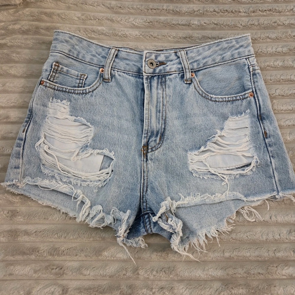 SONG Perfect Super High Rise Distressed Denim Shorts Size 5/27 Women Juniors